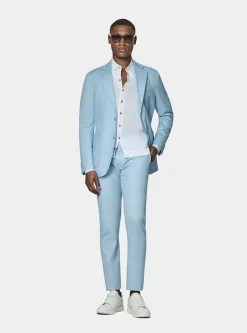 Abito azzurro in puro cotone armaturato