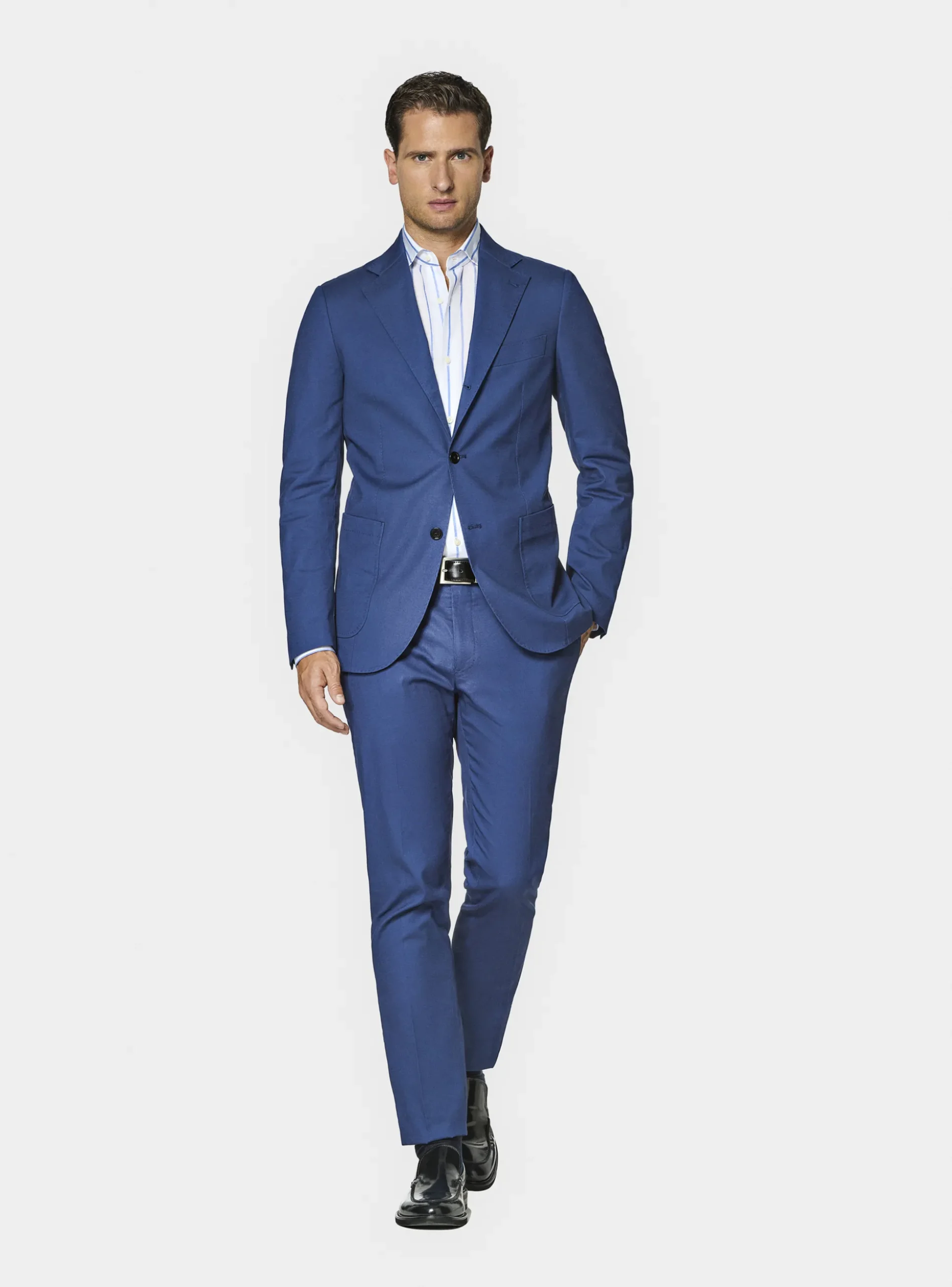 Abito blu in puro cotone armaturato