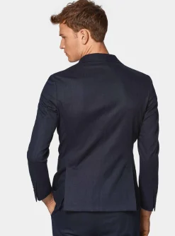 Abito doppiopetto navy in cotone e lino