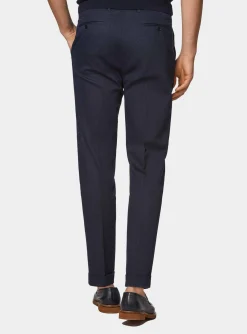 Abito doppiopetto navy in cotone e lino
