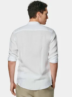 Camicia bianca coreana in puro lino