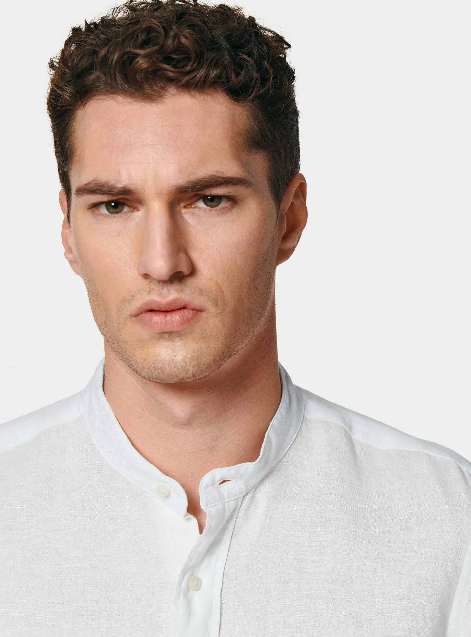 Camicia bianca coreana in puro lino