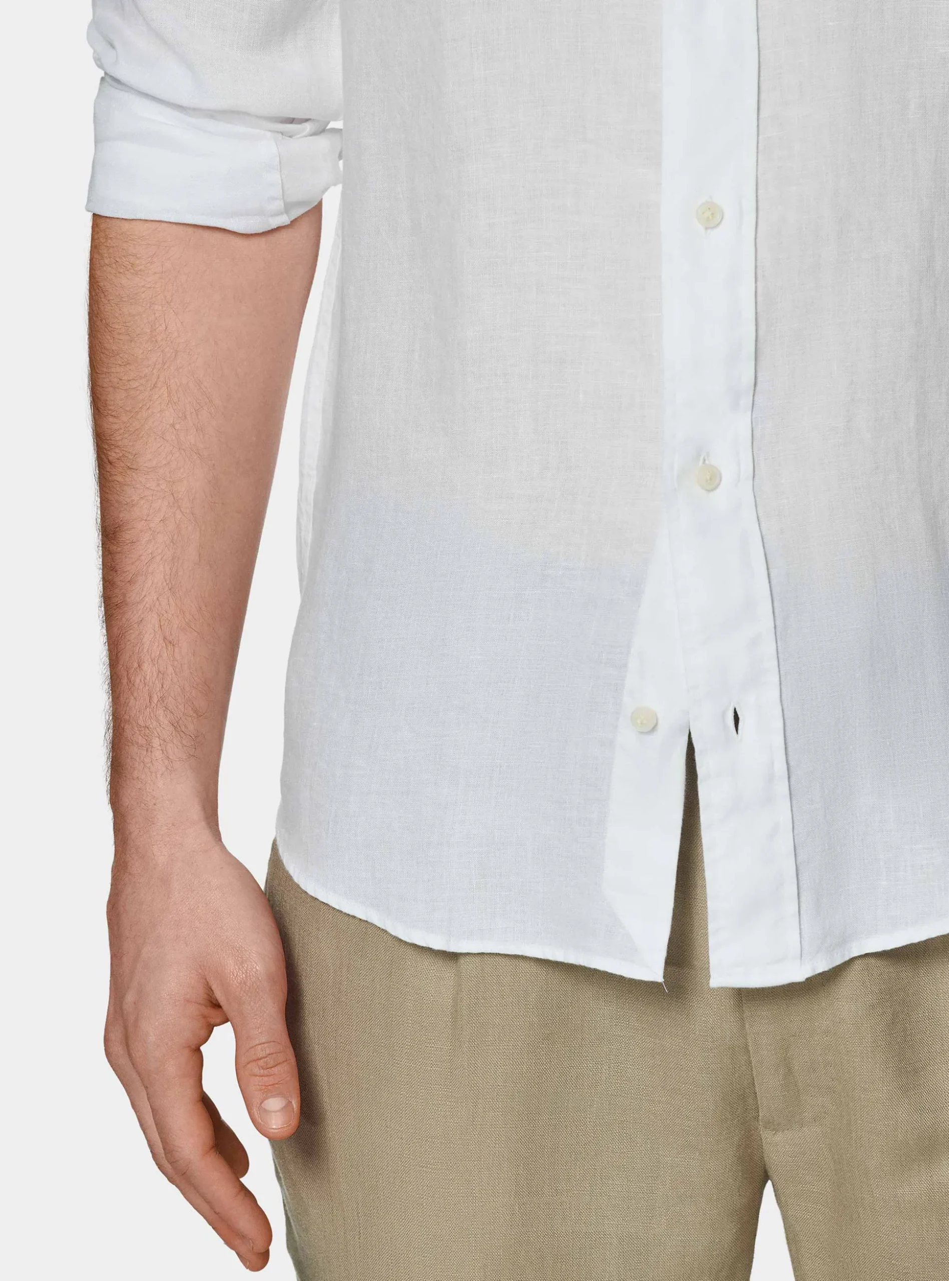 Camicia bianca coreana in puro lino