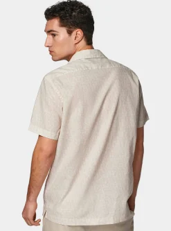 Camicia bowling in lino e cotone stampato