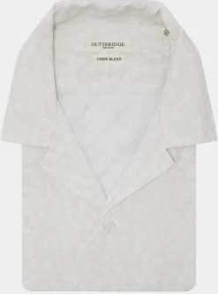 Camicia bowling in lino e cotone stampato