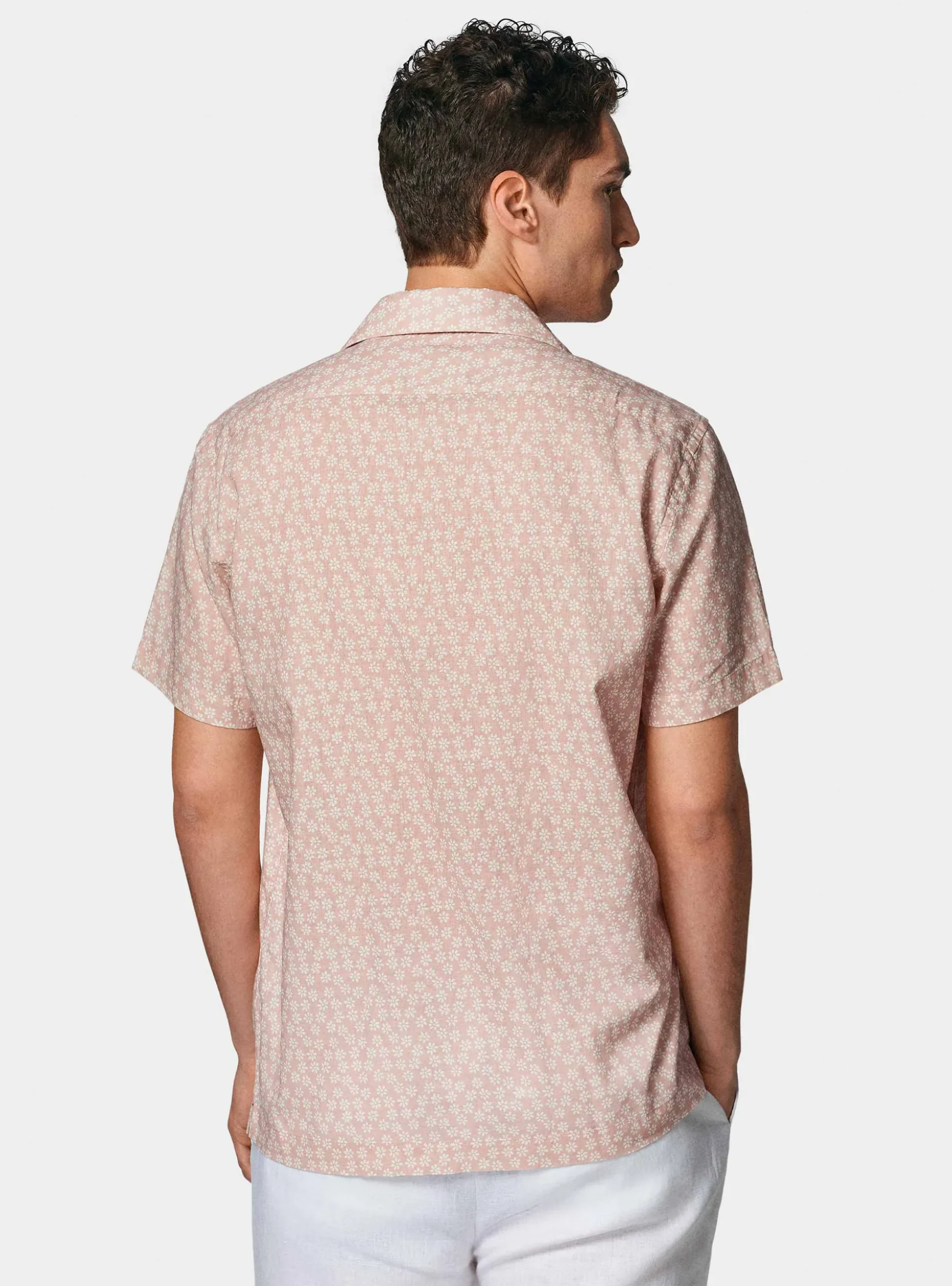 Camicia bowling in lino e cotone stampato