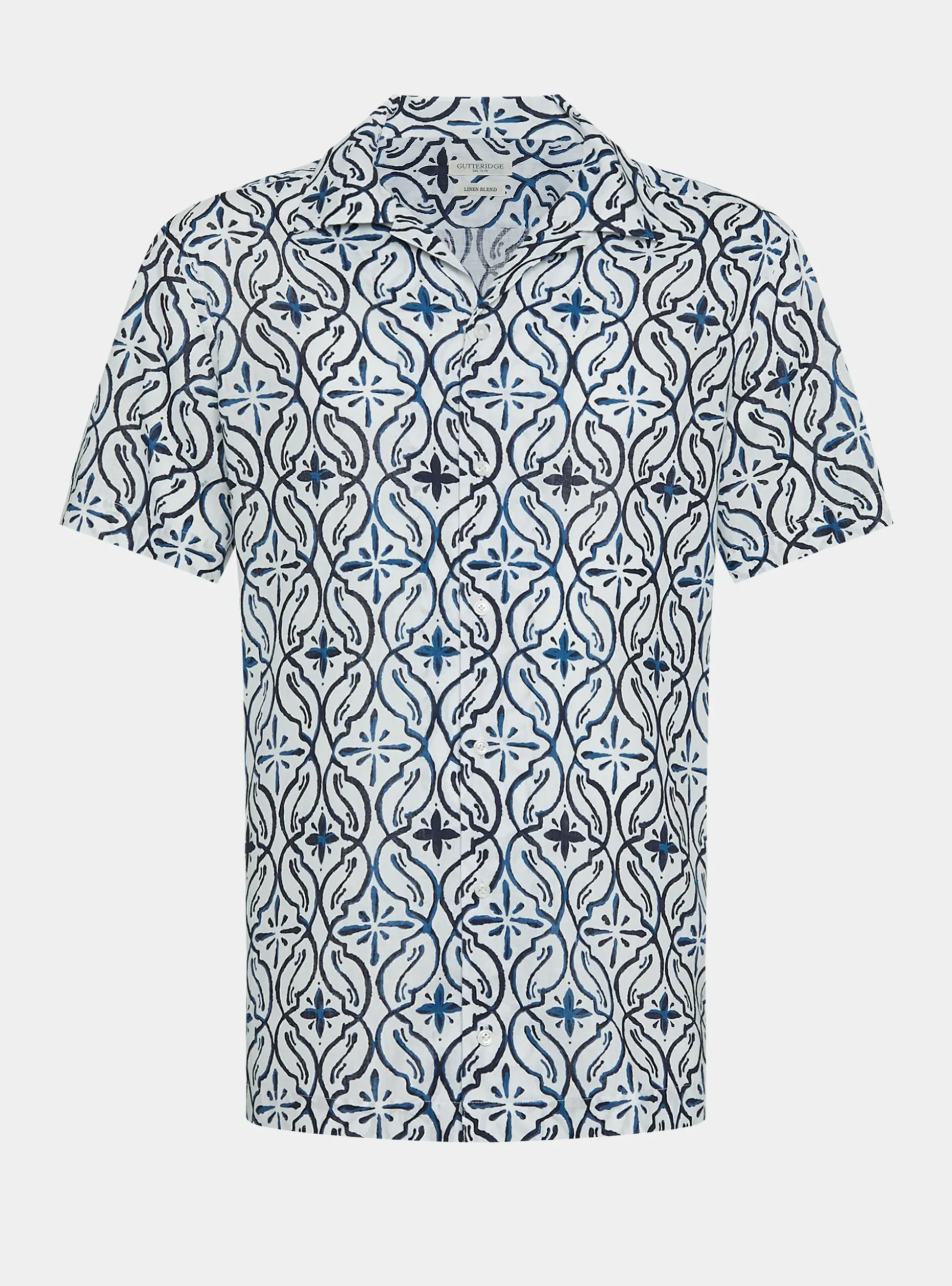 Camicia bowling in lino e cotone stampato