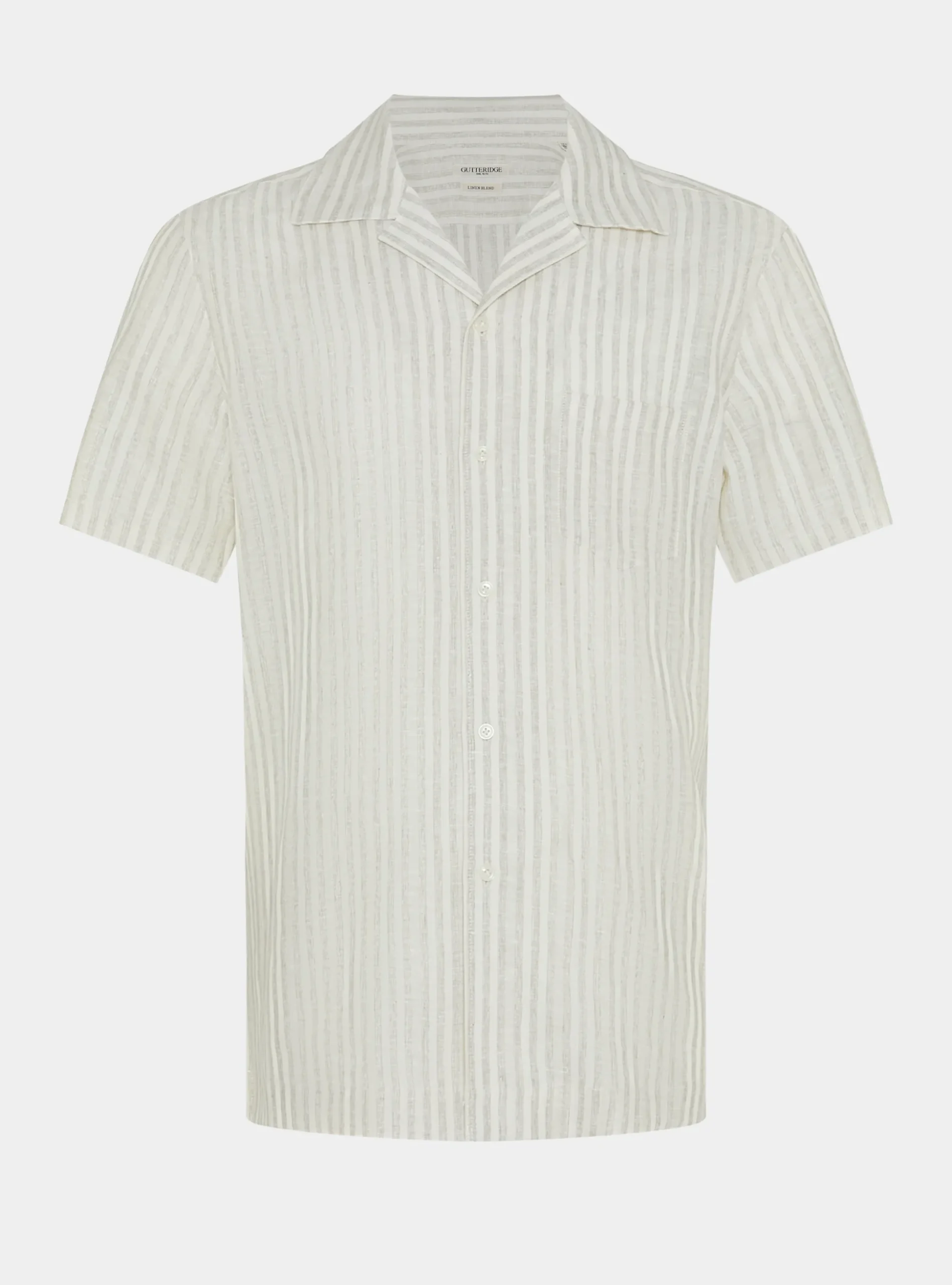 Camicia bowling in lino e cotone rigato