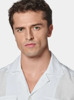 Camicia bowling in puro lino con tasconi