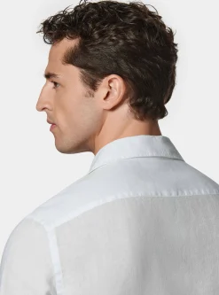Camicia bowling in puro lino con tasconi