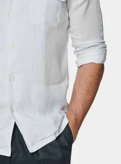 Camicia bowling in puro lino con tasconi