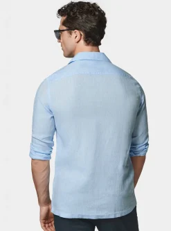 Camicia bowling in puro lino con tasconi