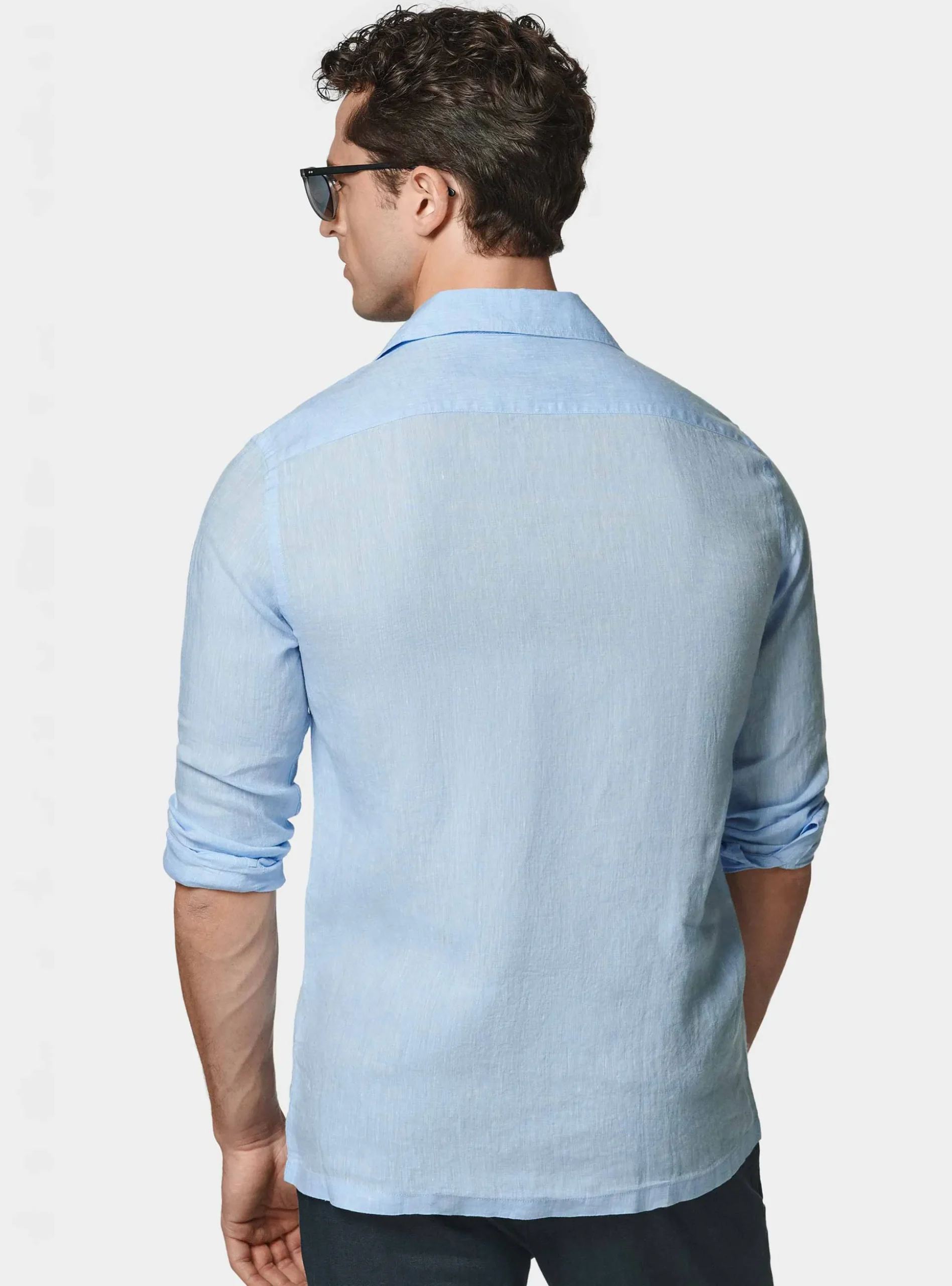 Camicia bowling in puro lino con tasconi