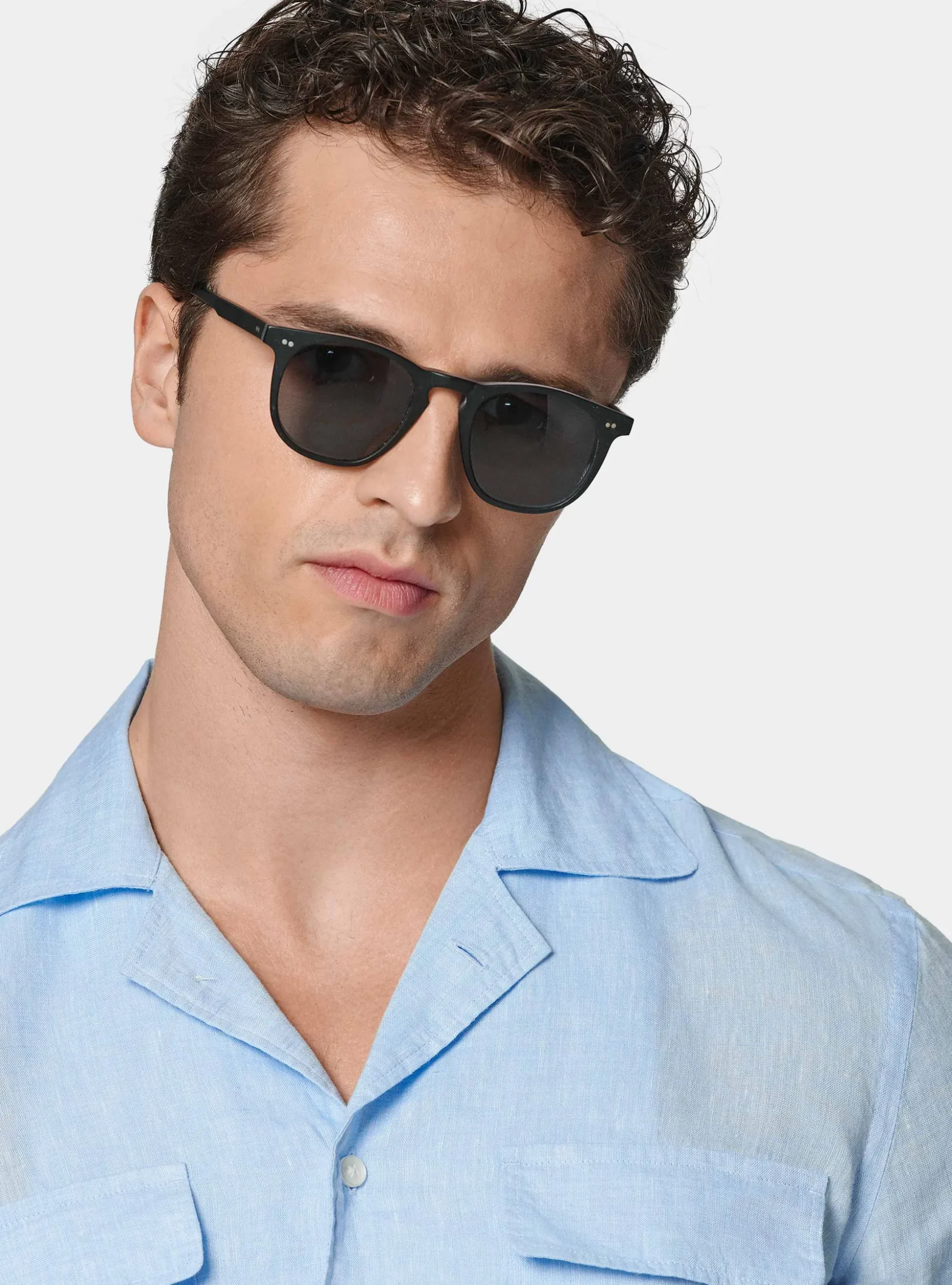 Camicia bowling in puro lino con tasconi