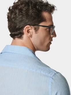 Camicia bowling in puro lino con tasconi