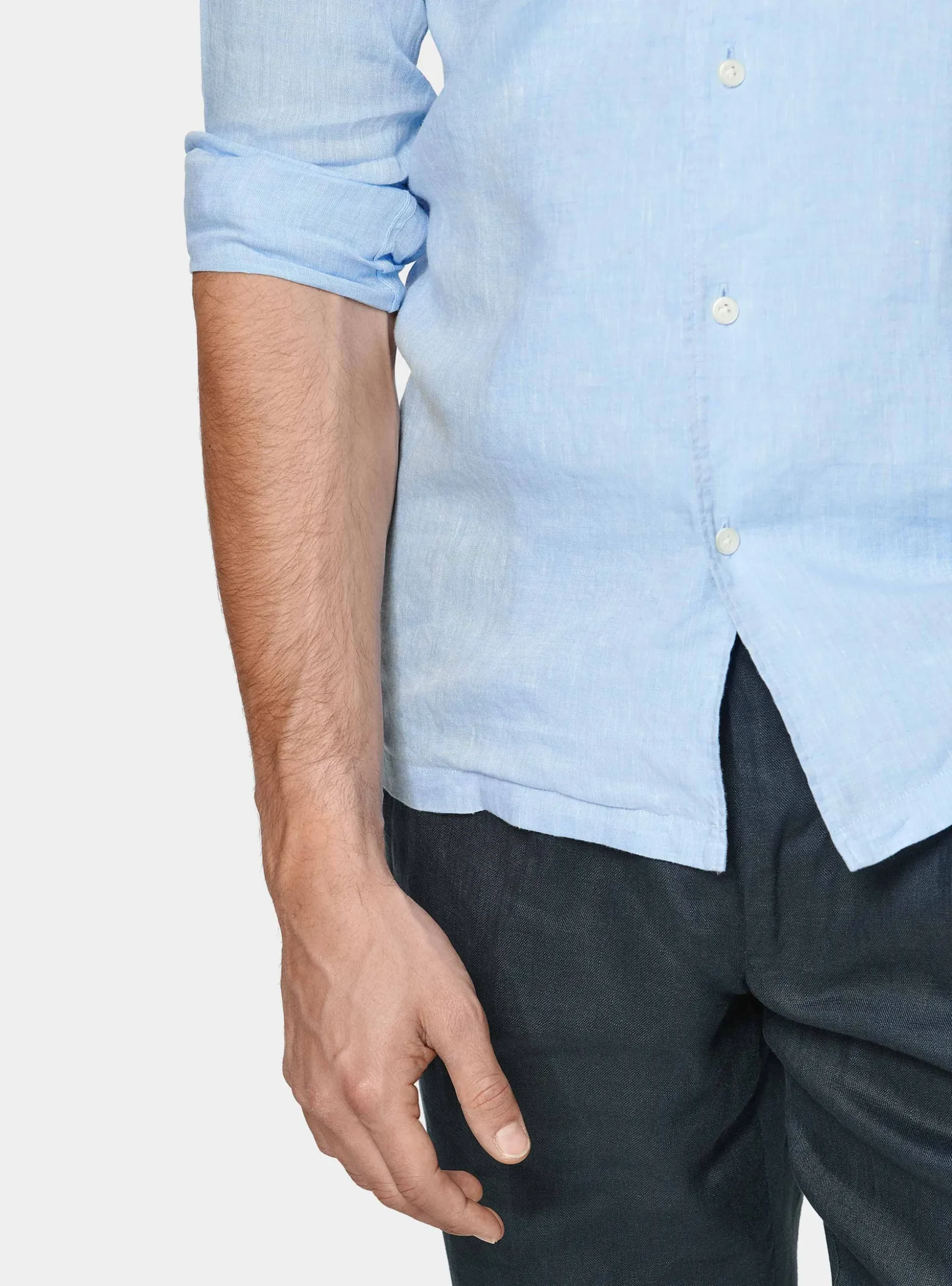 Camicia bowling in puro lino con tasconi