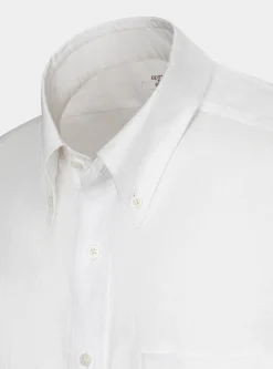 Camicia classic fit comoda in puro lino con collo button down
