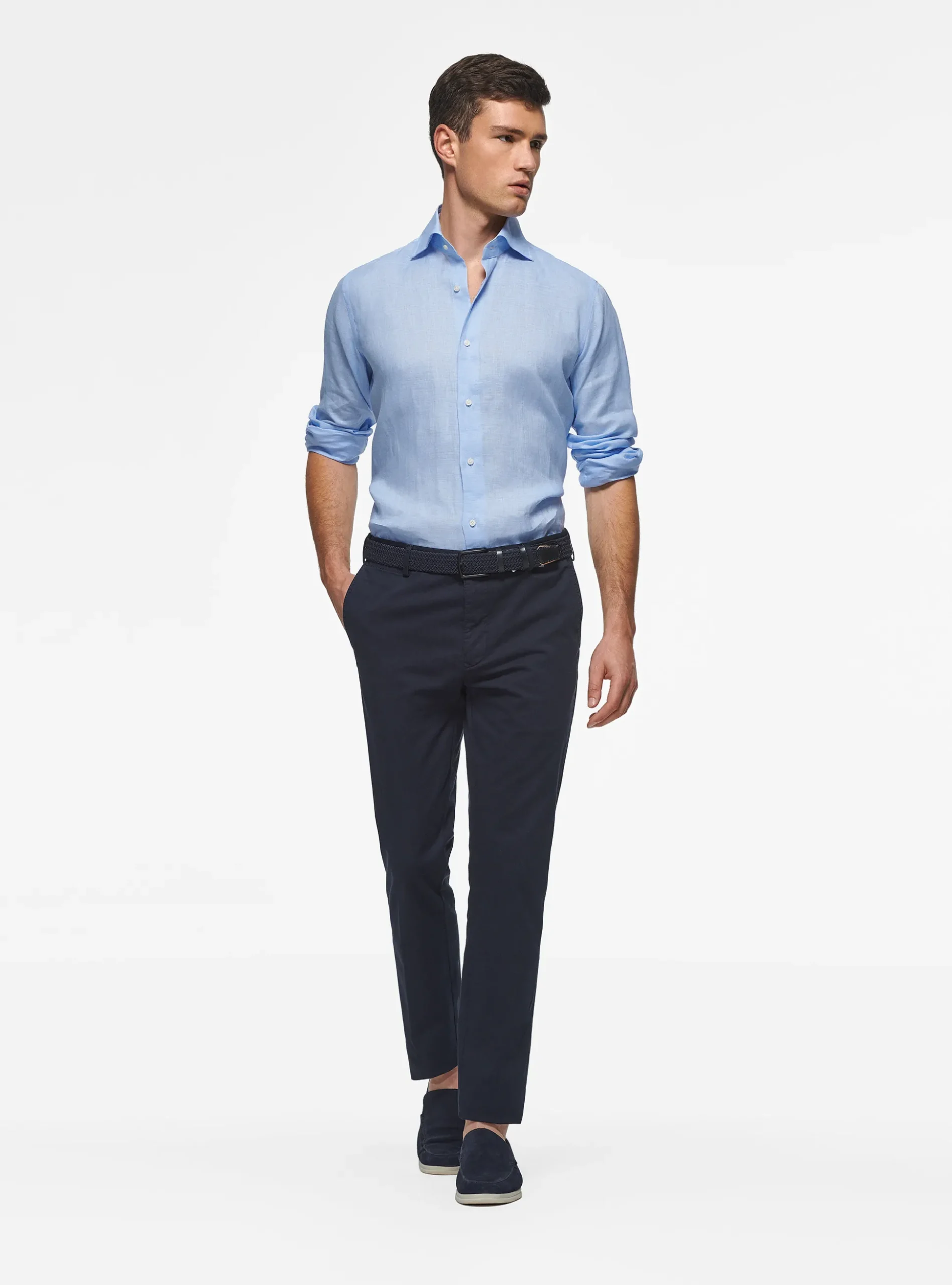 Camicia collo italiano in puro lino