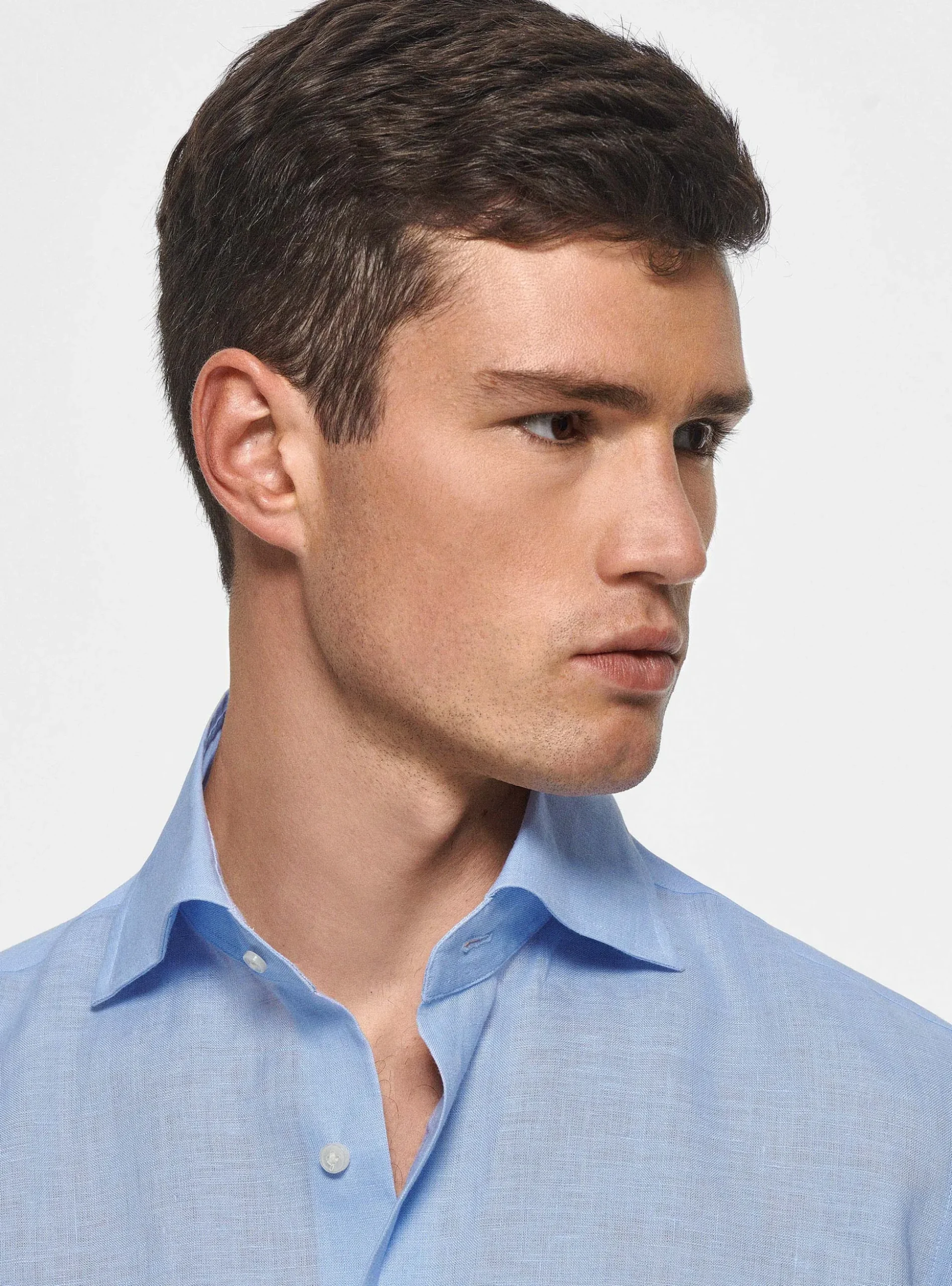 Camicia collo italiano in puro lino