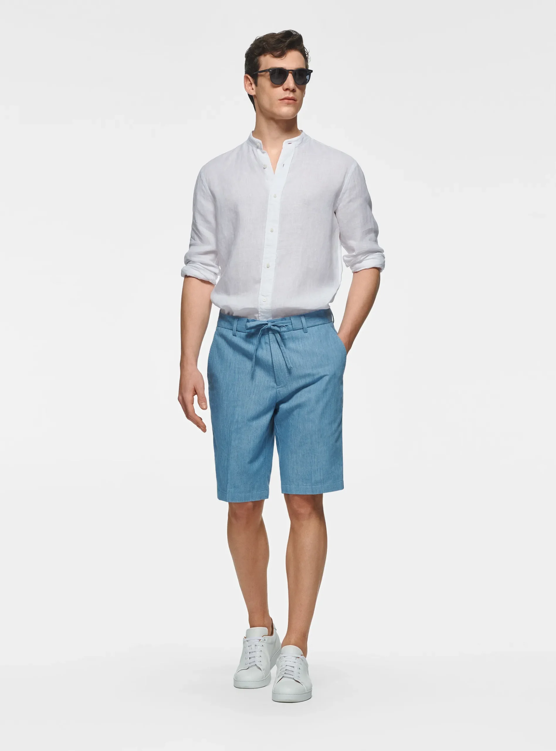 Camicia coreana in puro lino