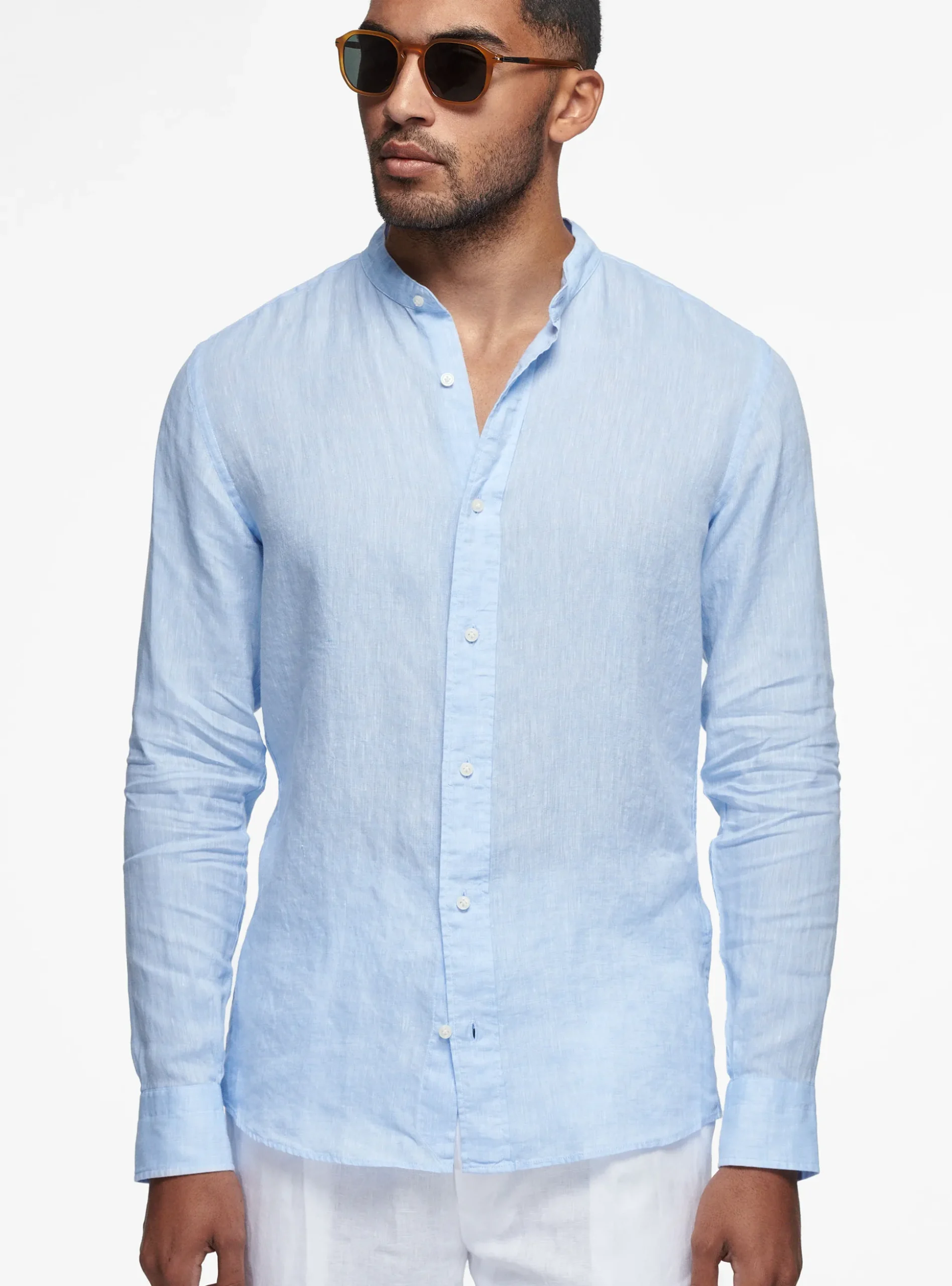 Camicia coreana in puro lino