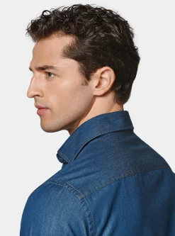 Camicia denim in cotone chambray