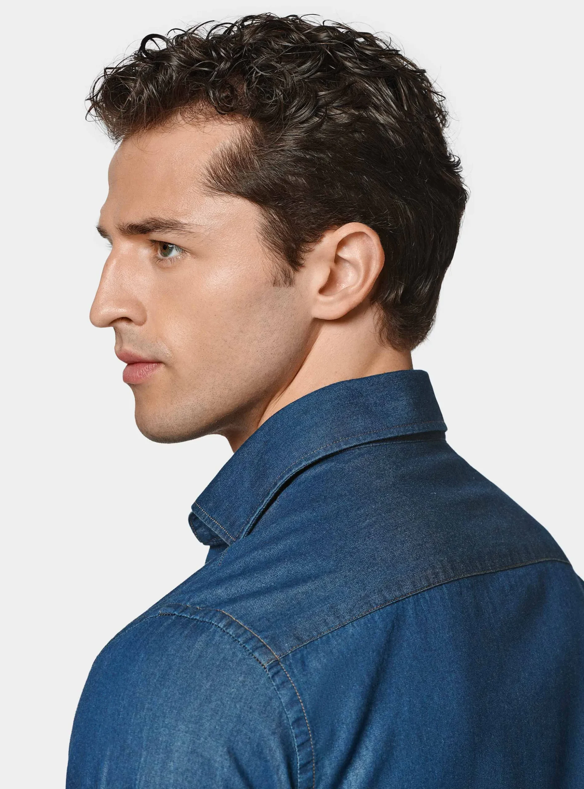 Camicia denim in cotone chambray
