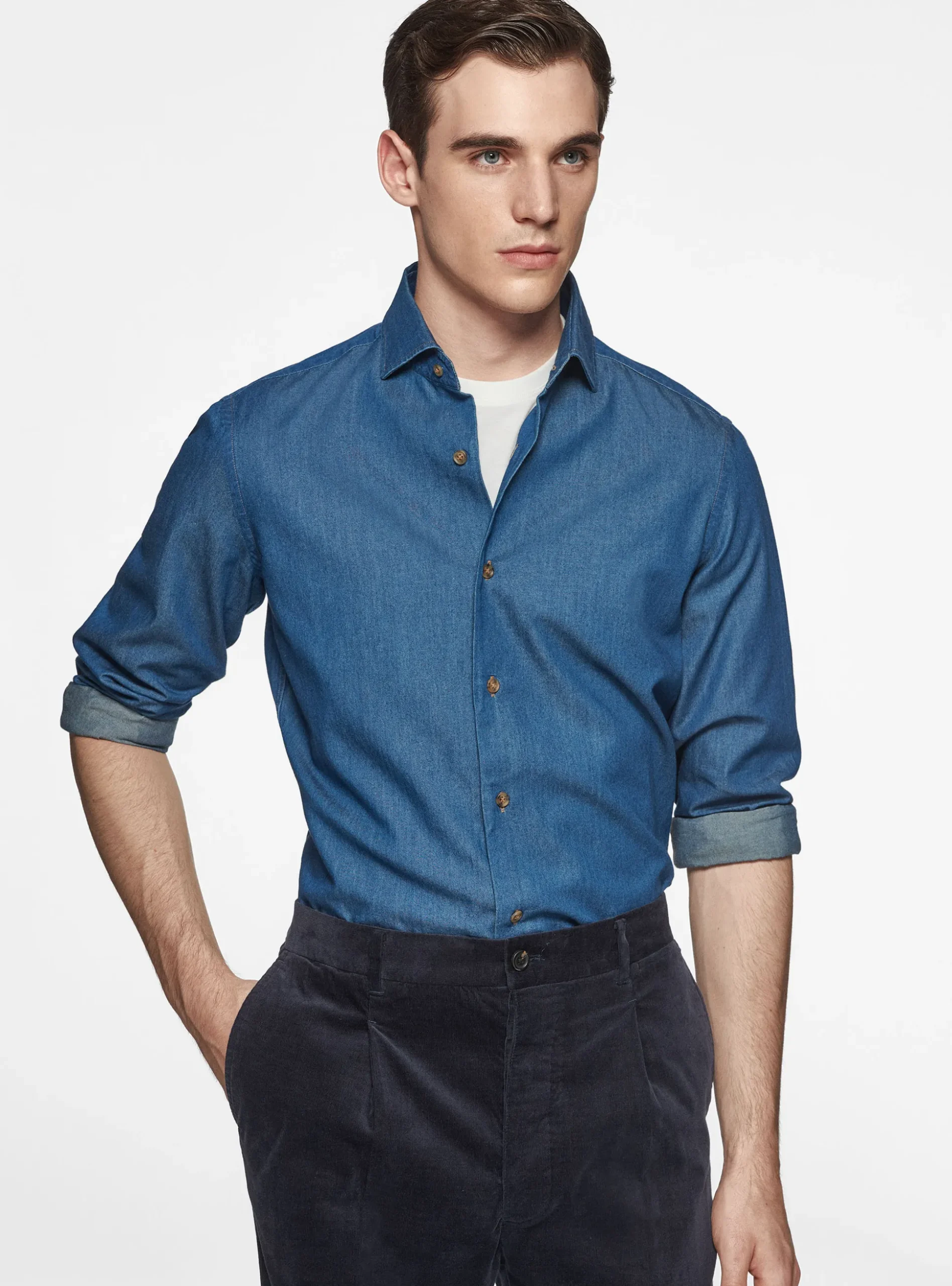 Camicia in cotone chambray