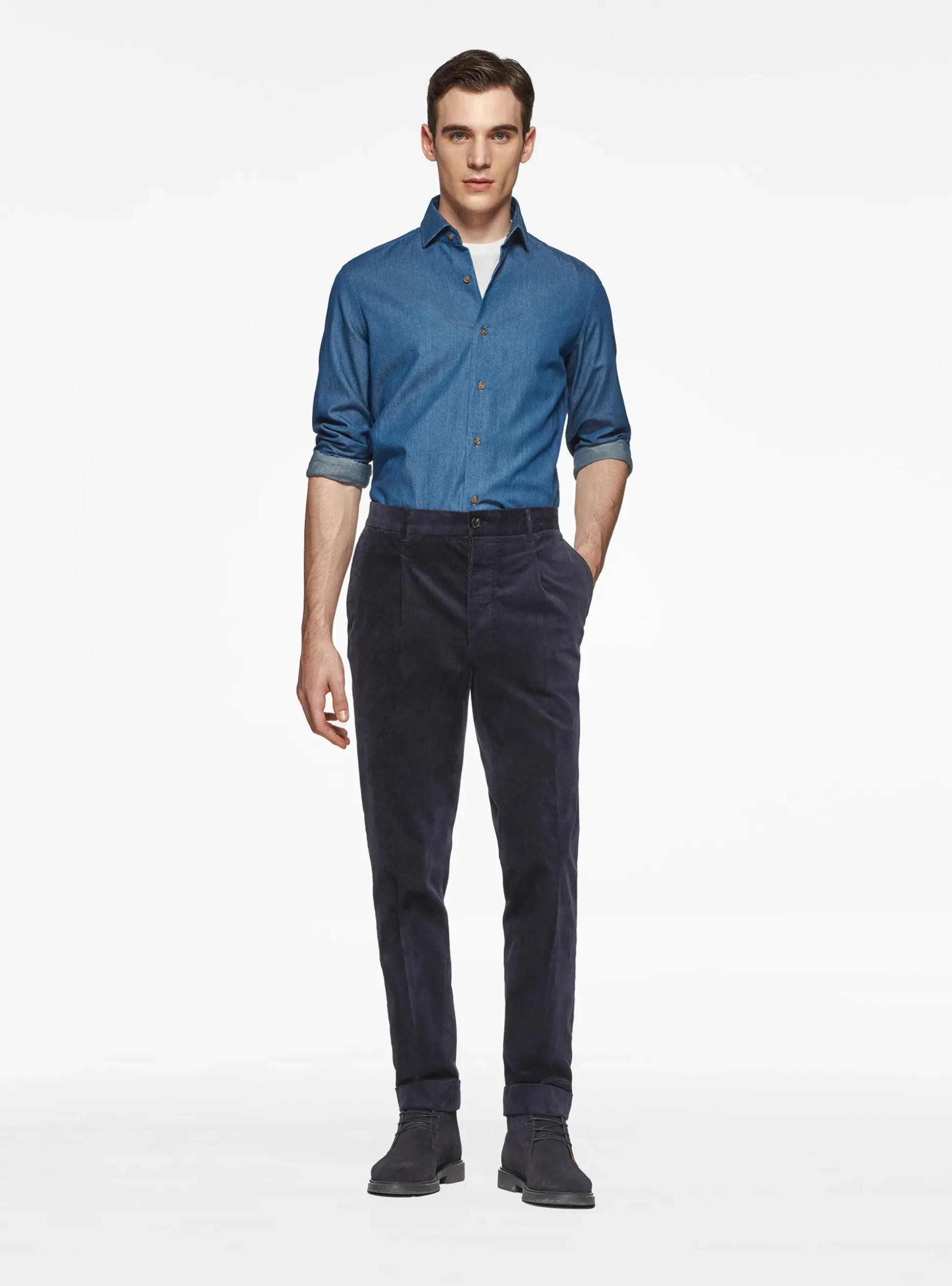 Camicia in cotone chambray