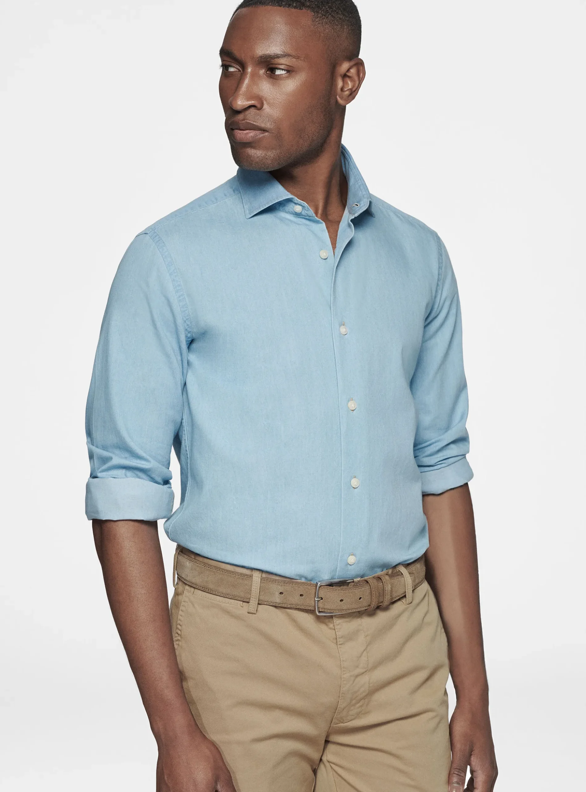 Camicia in cotone chambray