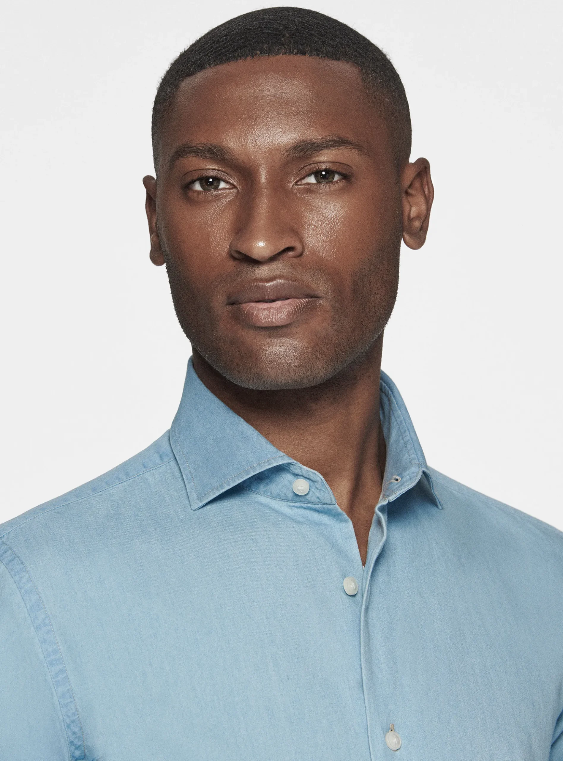 Camicia in cotone chambray