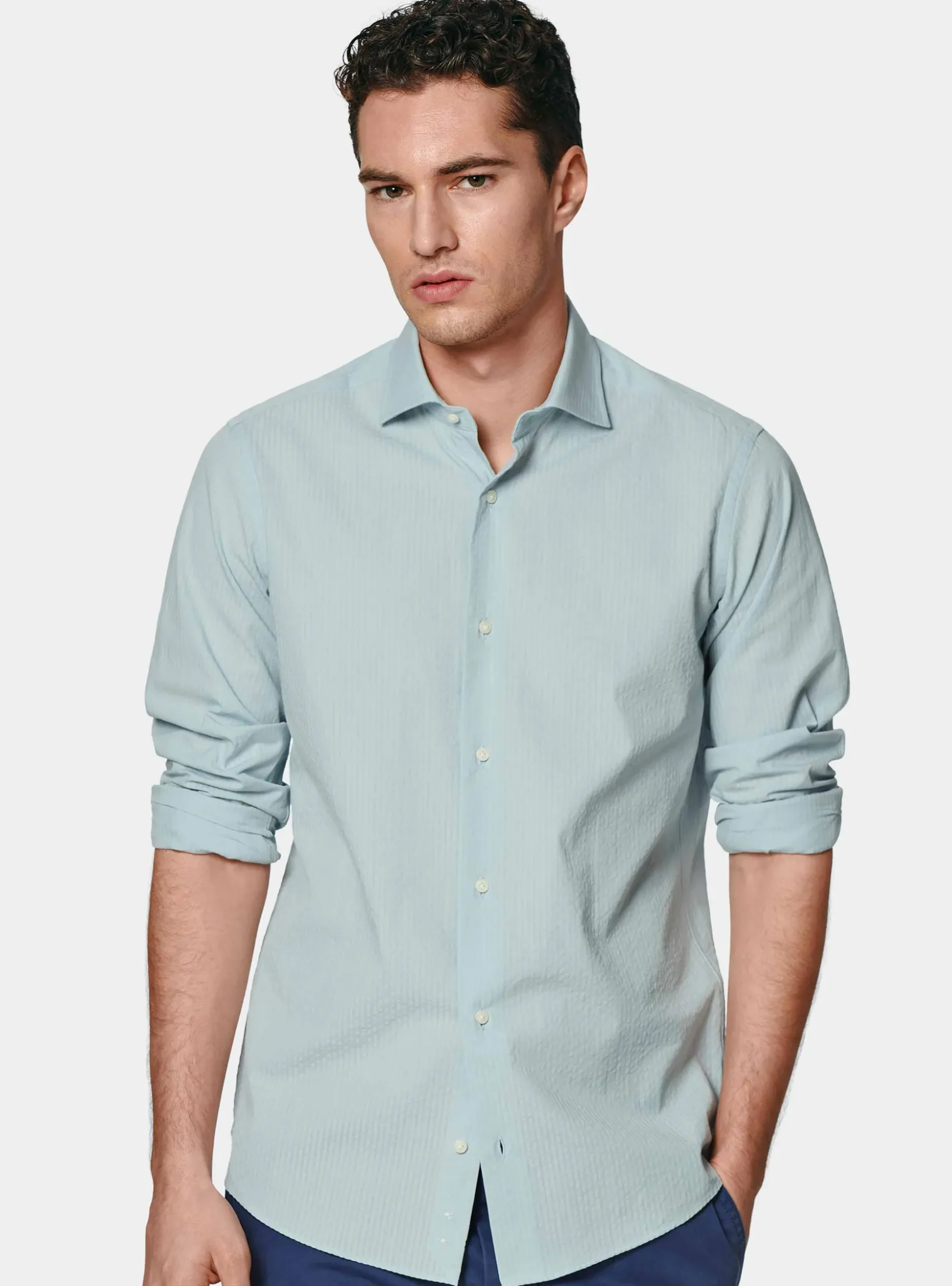 Camicia in puro cotone seersucker