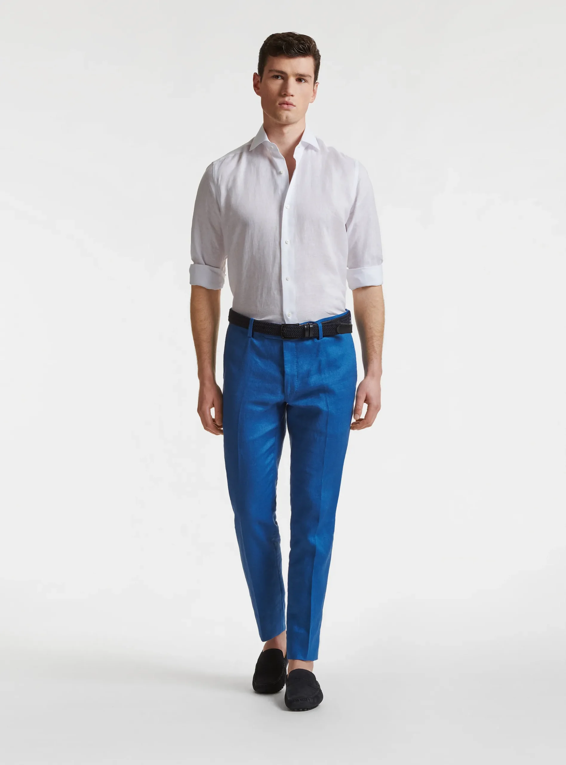 Camicia in puro lino con collo semi francese
