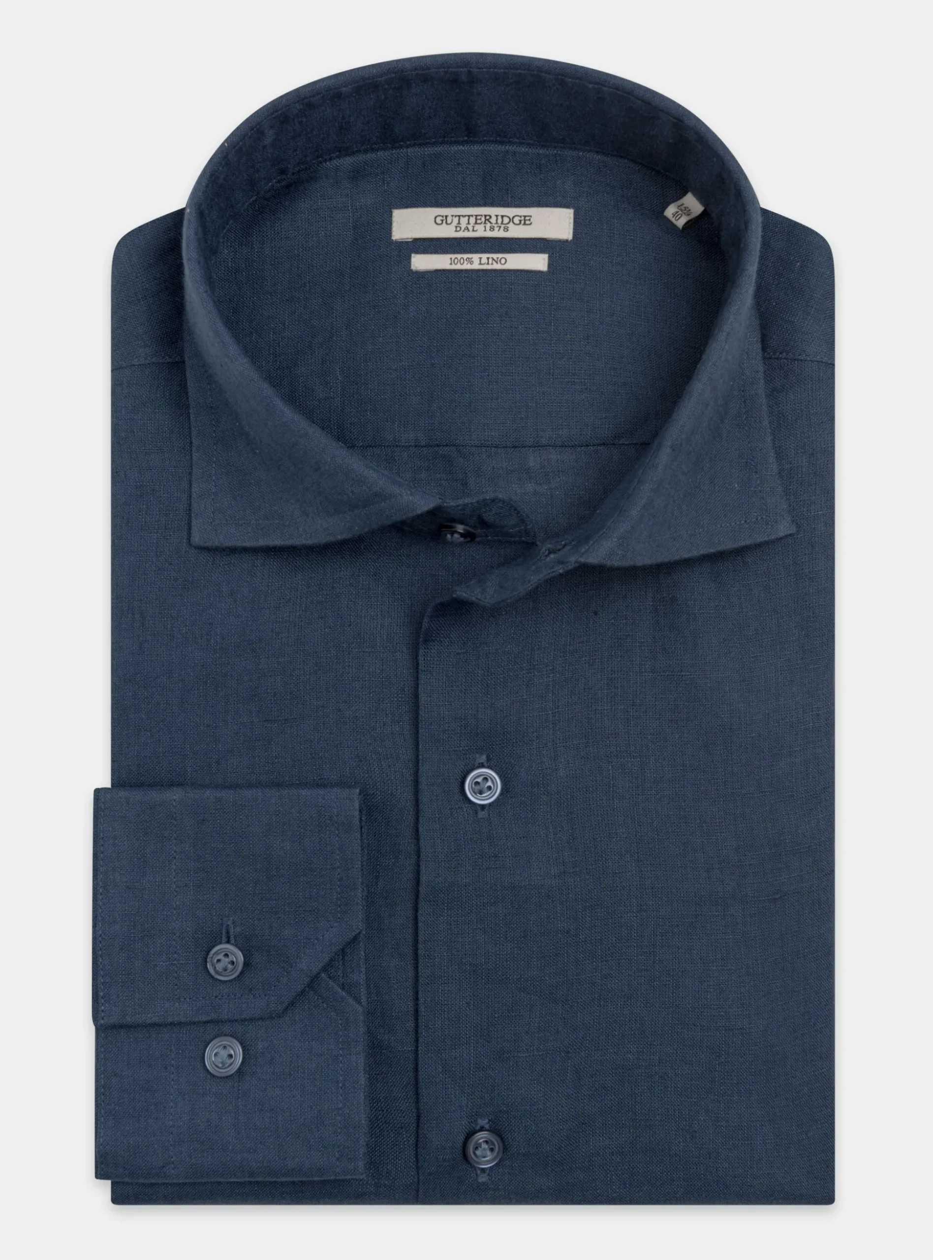 Camicia in puro lino con collo semi francese
