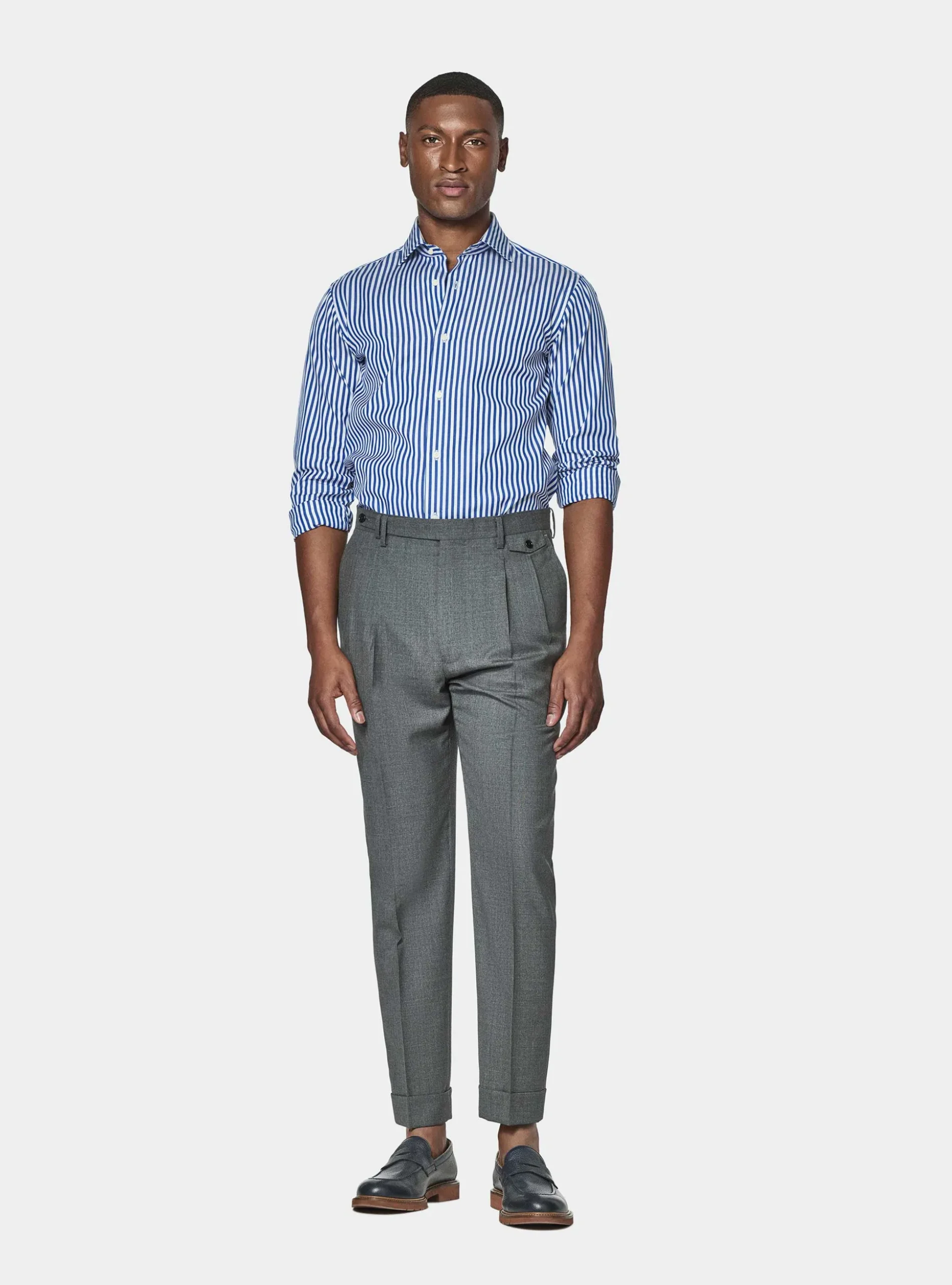 Camicia riga larga in cotone popeline