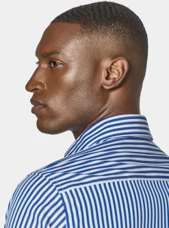 Camicia riga larga in cotone popeline