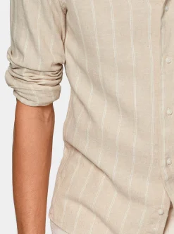 Camicia rigata in lino crepe e cotone