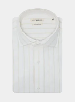 Camicia rigata in lino crepe e cotone