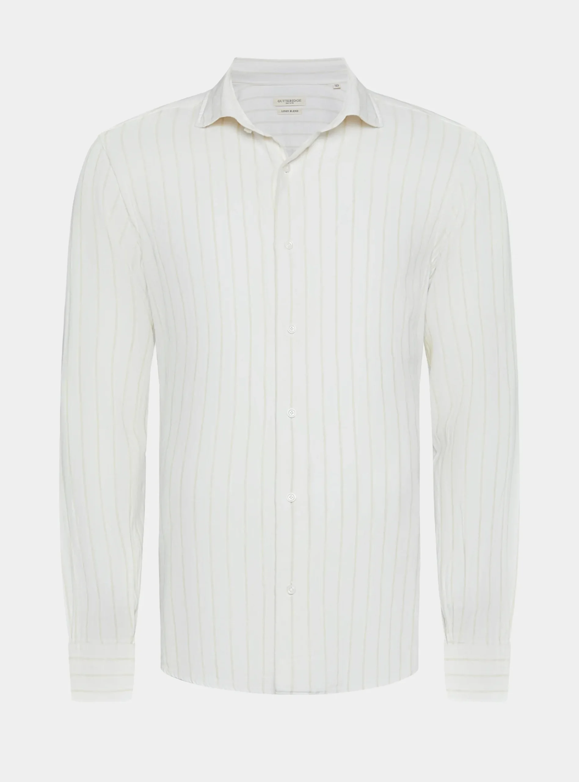 Camicia rigata in lino crepe e cotone