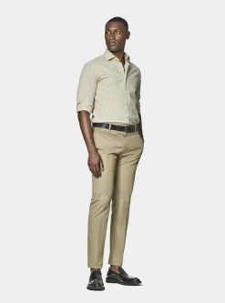 Camicia rigata in misto cotone seersucker