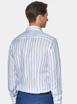 Camicia rigata in misto lino