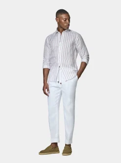 Camicia rigata in misto lino