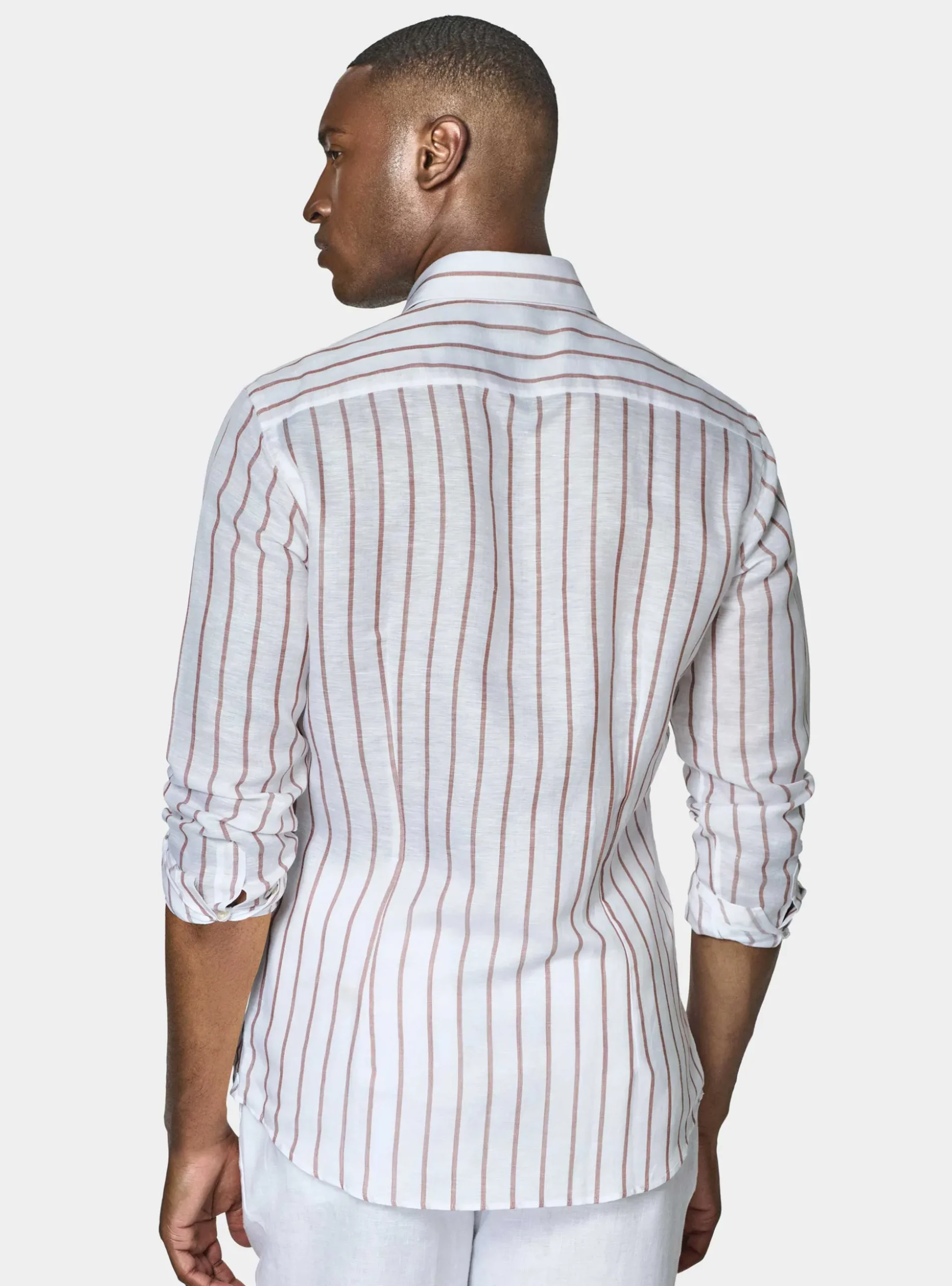 Camicia rigata in misto lino