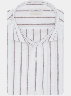 Camicia rigata in misto lino