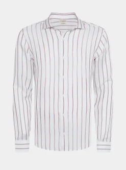 Camicia rigata in misto lino