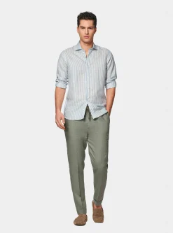 Camicia rigata in misto lino