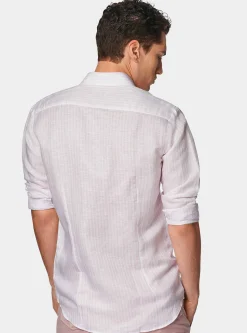 Camicia rigata in misto lino