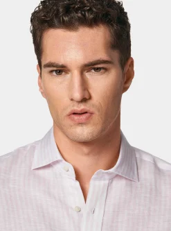 Camicia rigata in misto lino