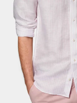 Camicia rigata in misto lino