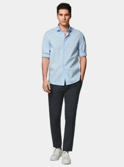 Camicia rigata in popeline stretch